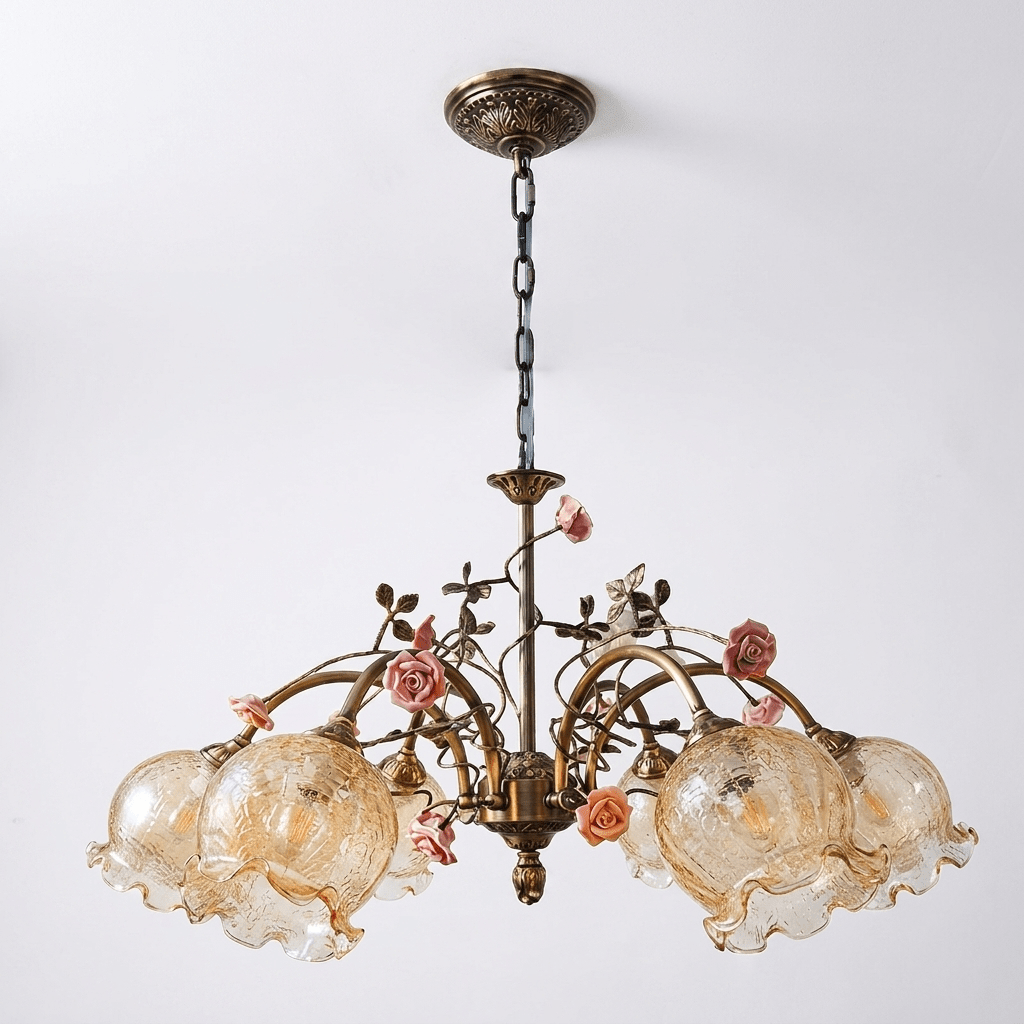 Antique Brass Rose Chandelier - Vakkerlight