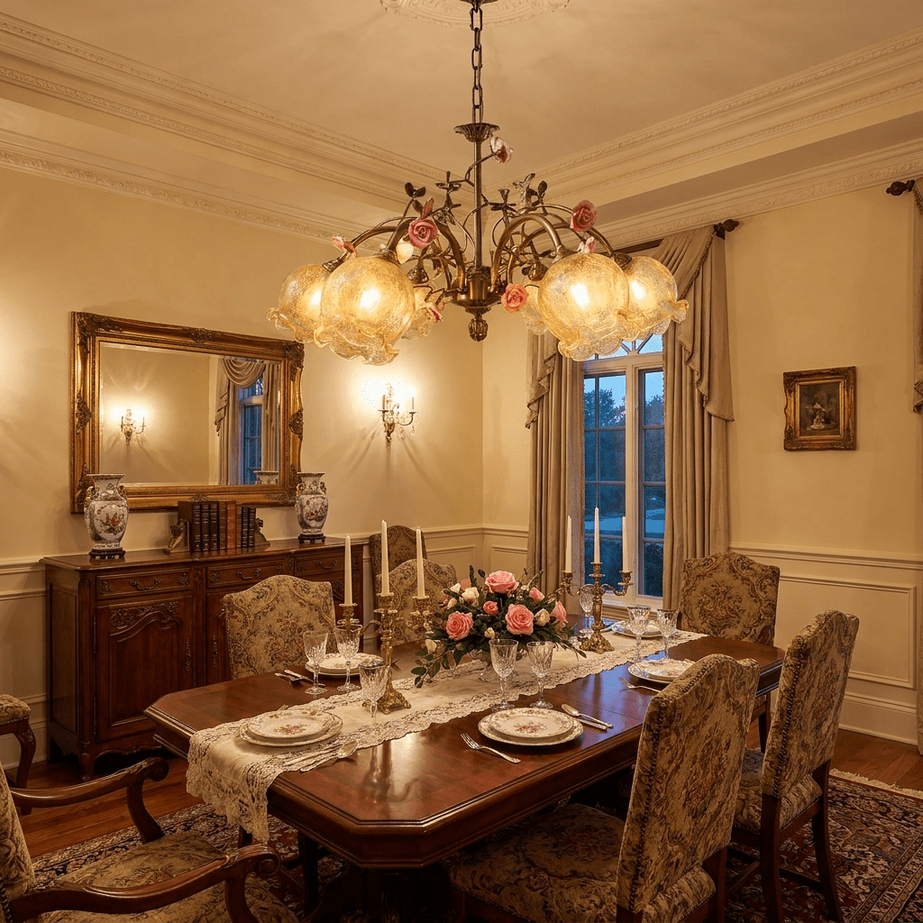 Antique Brass Rose Chandelier - Vakkerlight
