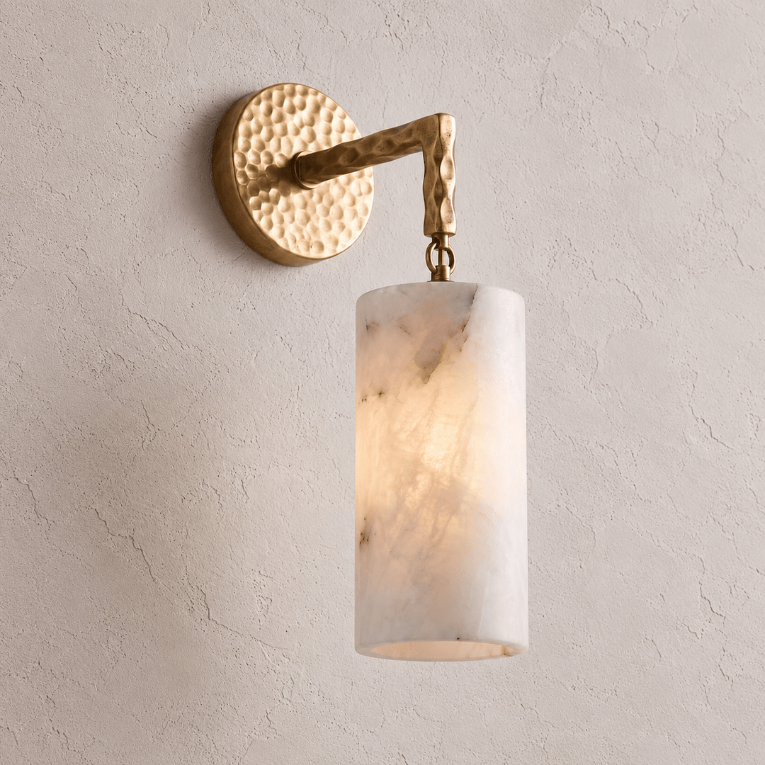 Anvil Hammered Alabaster Wall Sconce - Vakkerlight