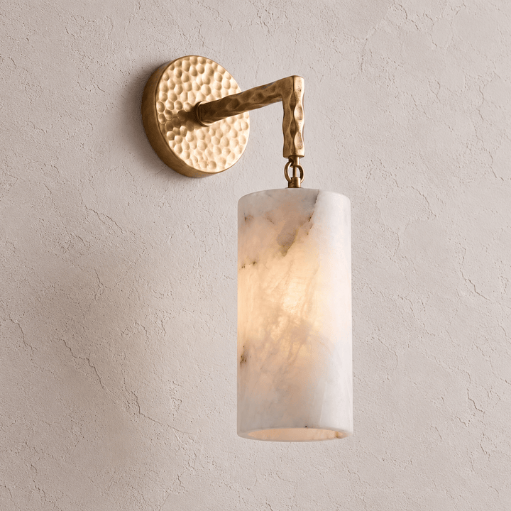 Anvil Hammered Alabaster Wall Sconce - Vakkerlight