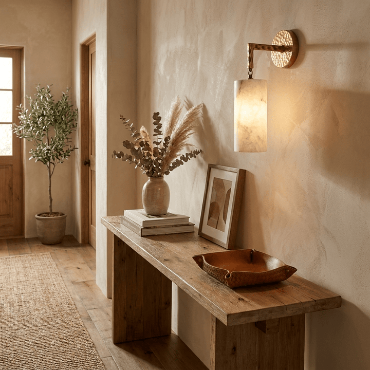 Anvil Hammered Alabaster Wall Sconce - Vakkerlight