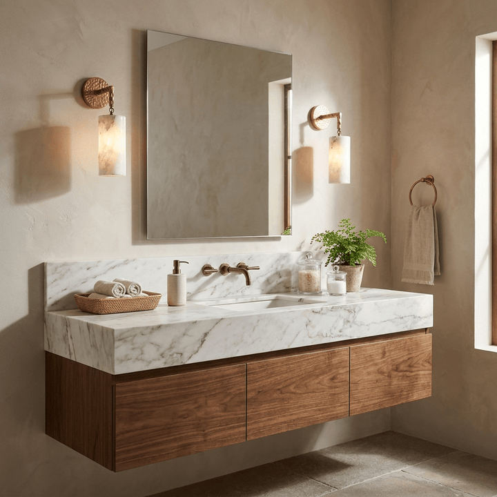 Anvil Hammered Alabaster Wall Sconce - Vakkerlight
