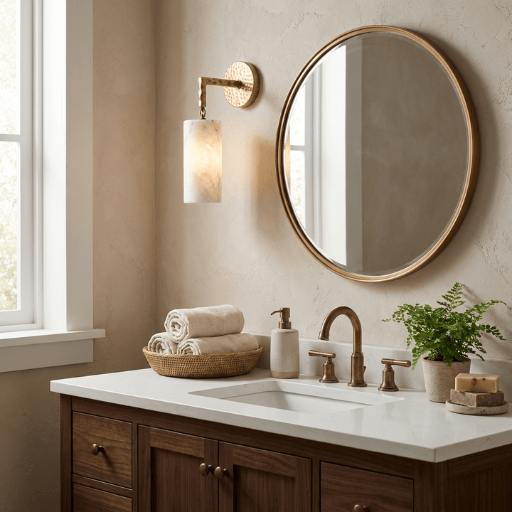Anvil Hammered Alabaster Wall Sconce - Vakkerlight