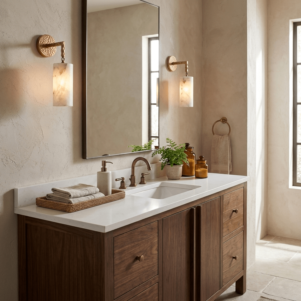 Anvil Hammered Alabaster Wall Sconce - Vakkerlight