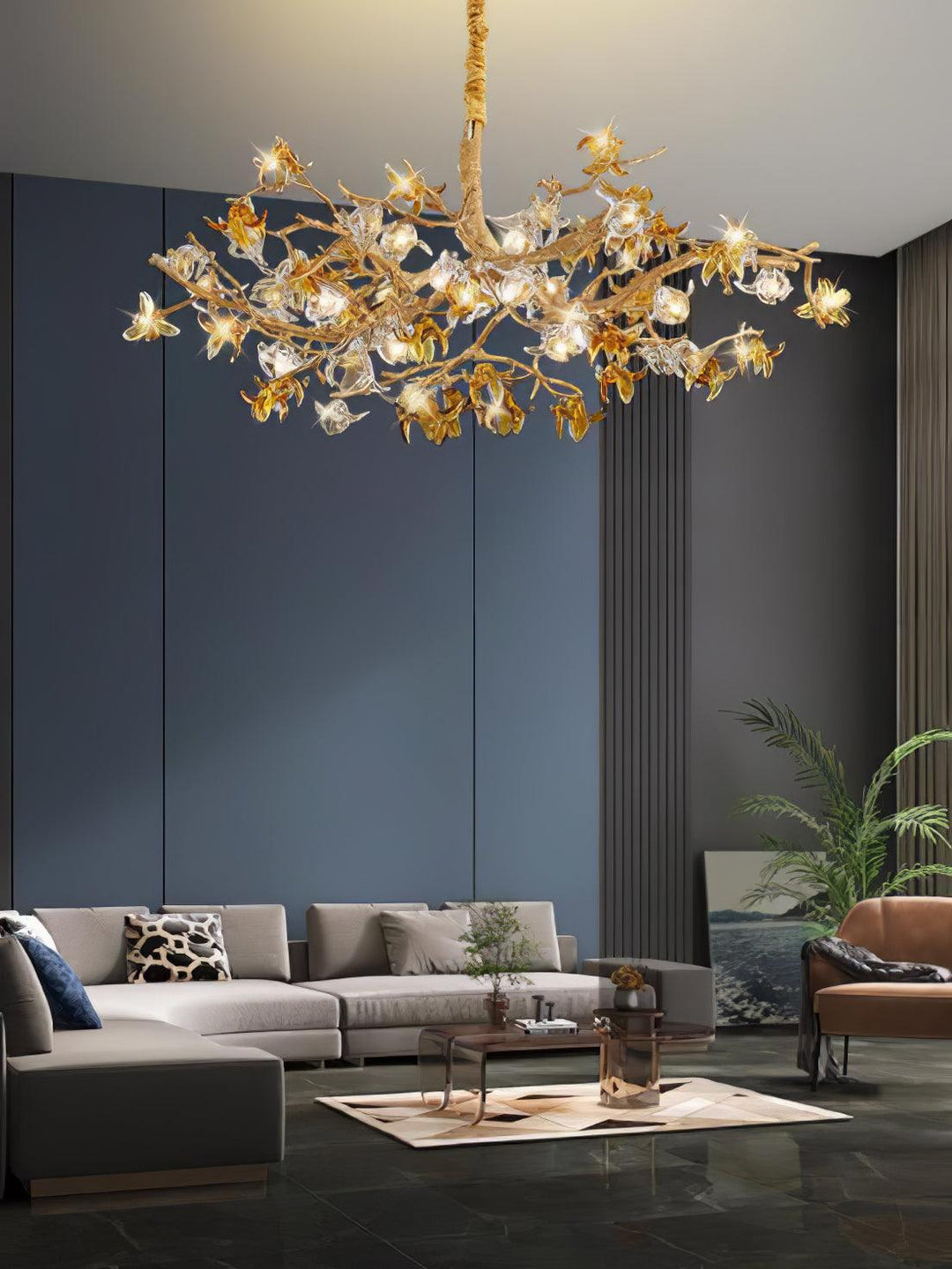 Aosta Brass Branch Chandelier - Vakkerlight