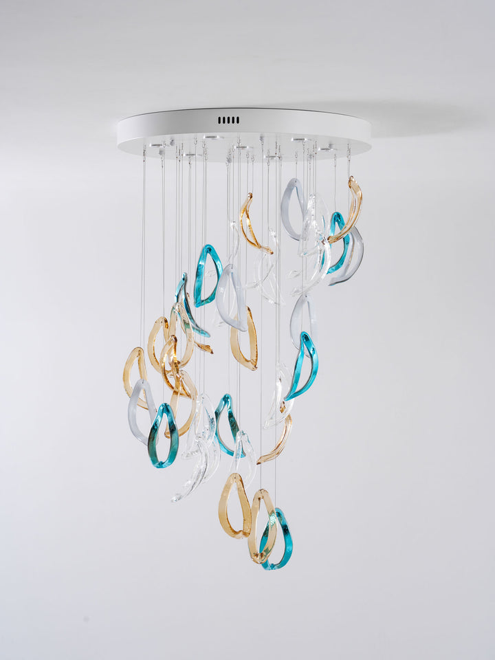 Aqua Ripple Glass Art Customize Chandelier - Vakkerlight