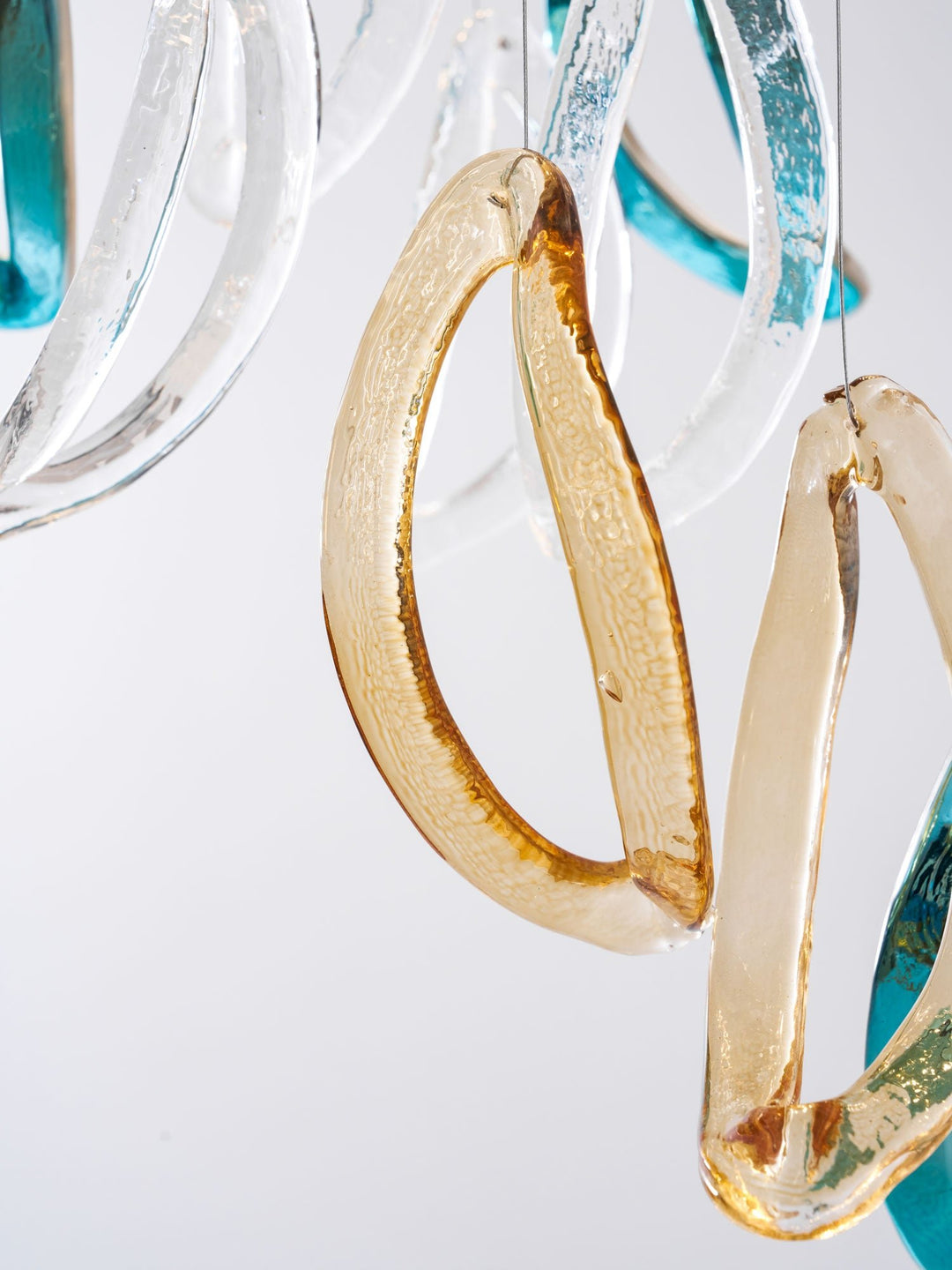 Aqua Ripple Glass Art Customize Chandelier - Vakkerlight