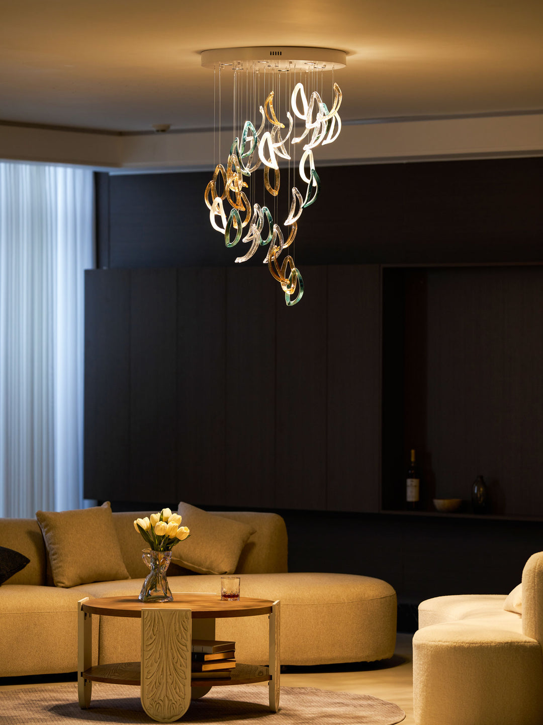 Aqua Ripple Glass Art Customize Chandelier - Vakkerlight