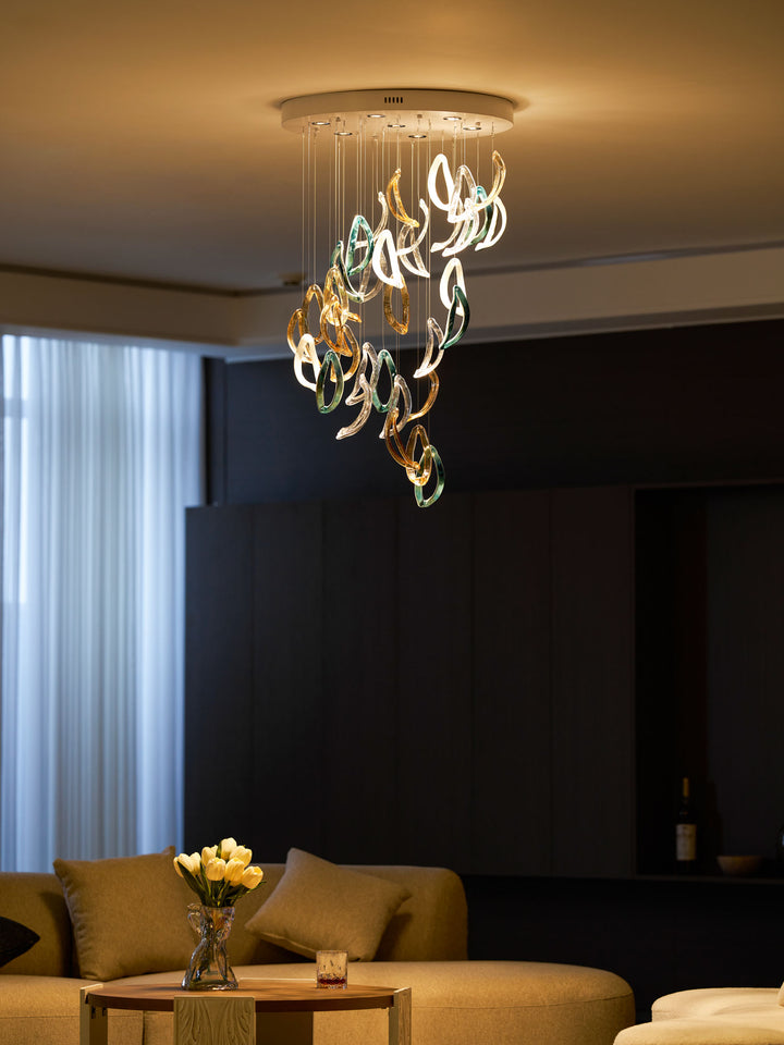 Aqua Ripple Glass Art Customize Chandelier - Vakkerlight