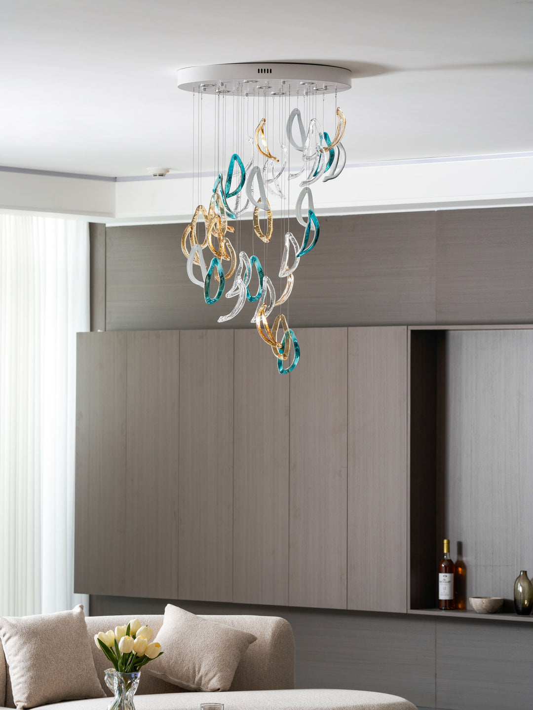 Aqua Ripple Glass Art Customize Chandelier - Vakkerlight