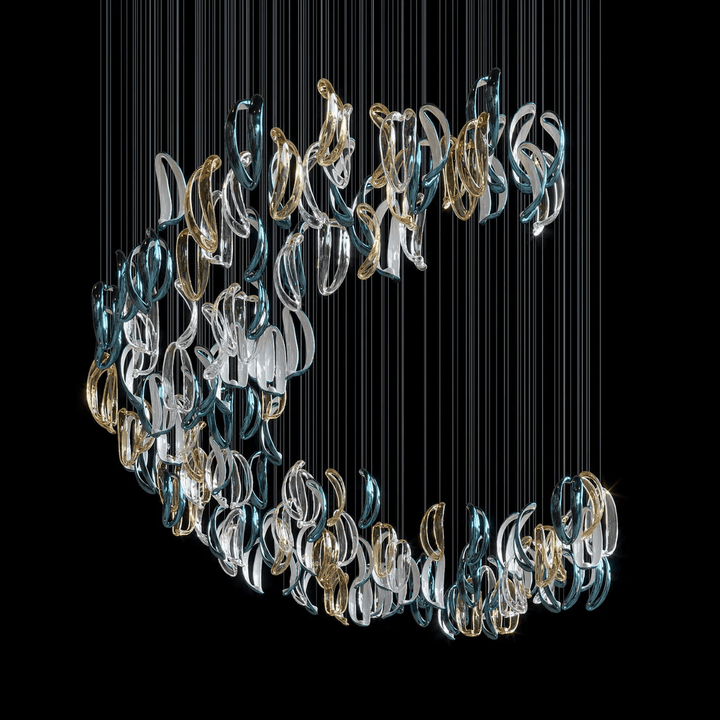 Aqua Ripple Glass Art Customize Chandelier - Vakkerlight