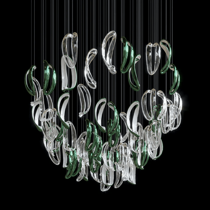 Aqua Ripple Glass Art Customize Chandelier - Vakkerlight