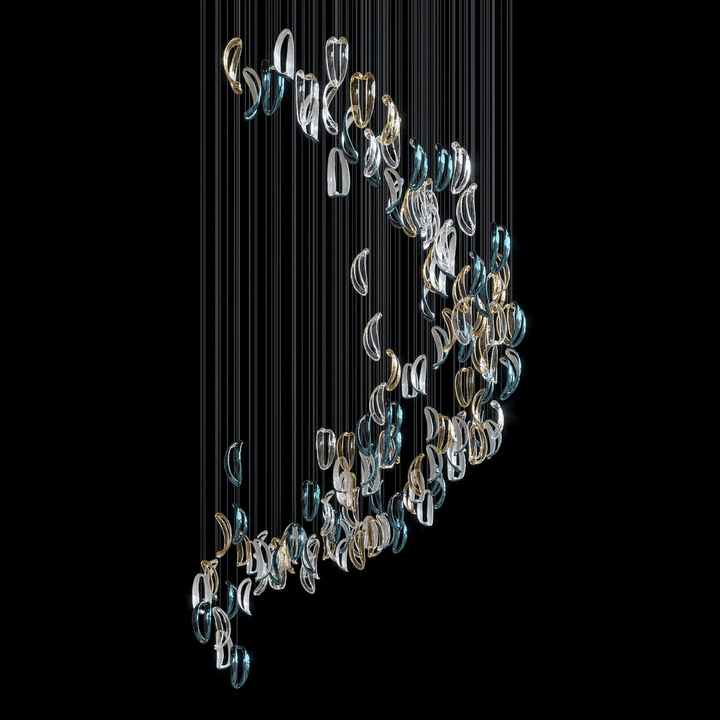 Aqua Ripple Glass Art Customize Chandelier - Vakkerlight