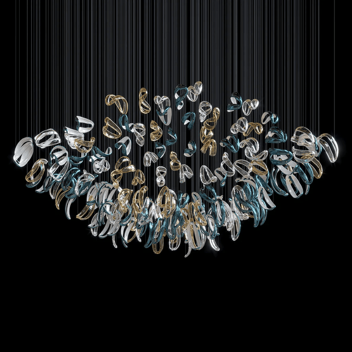 Aqua Ripple Glass Art Customize Chandelier - Vakkerlight