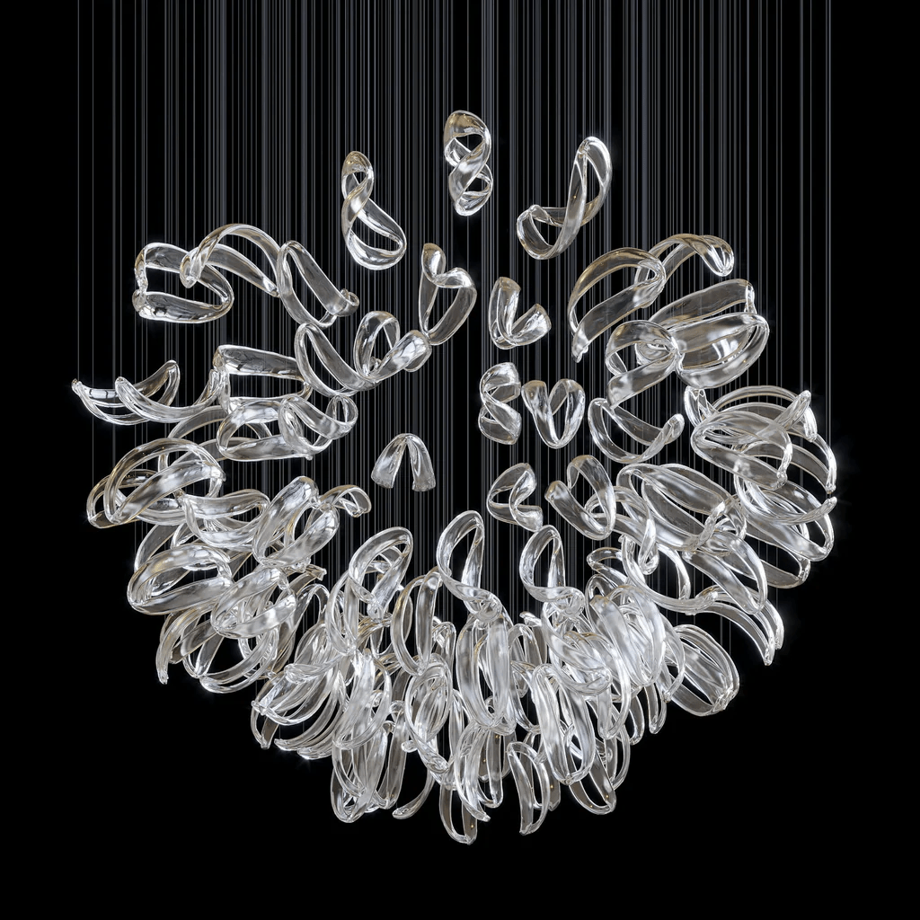 Aqua Ripple Glass Art Customize Chandelier - Vakkerlight