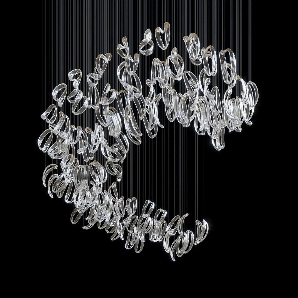Aqua Ripple Glass Art Customize Chandelier - Vakkerlight