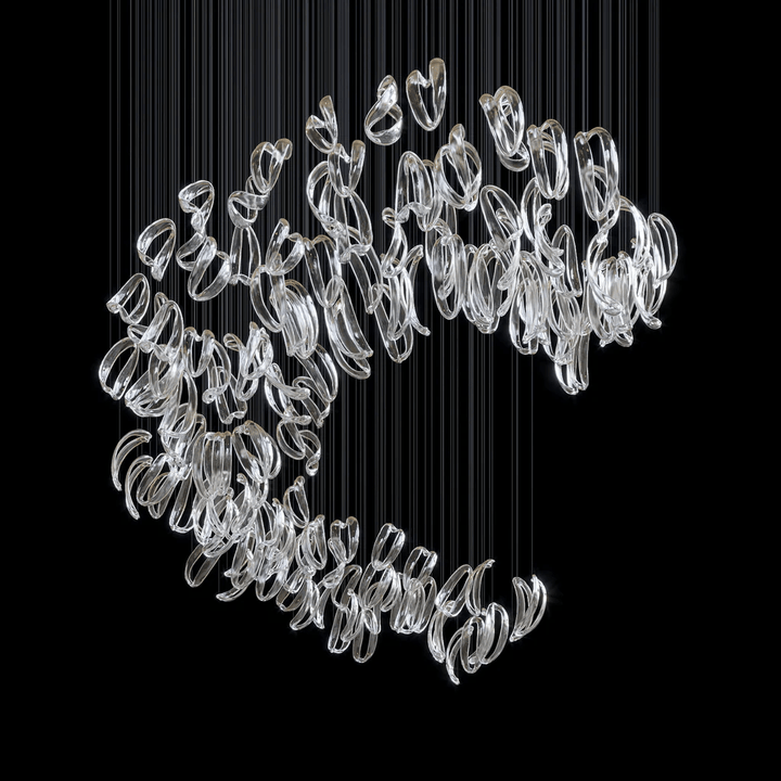 Aqua Ripple Glass Art Customize Chandelier - Vakkerlight