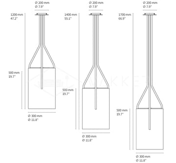 Thorne Leinen-Zylinder-Kronleuchter — Dimension drawings 1