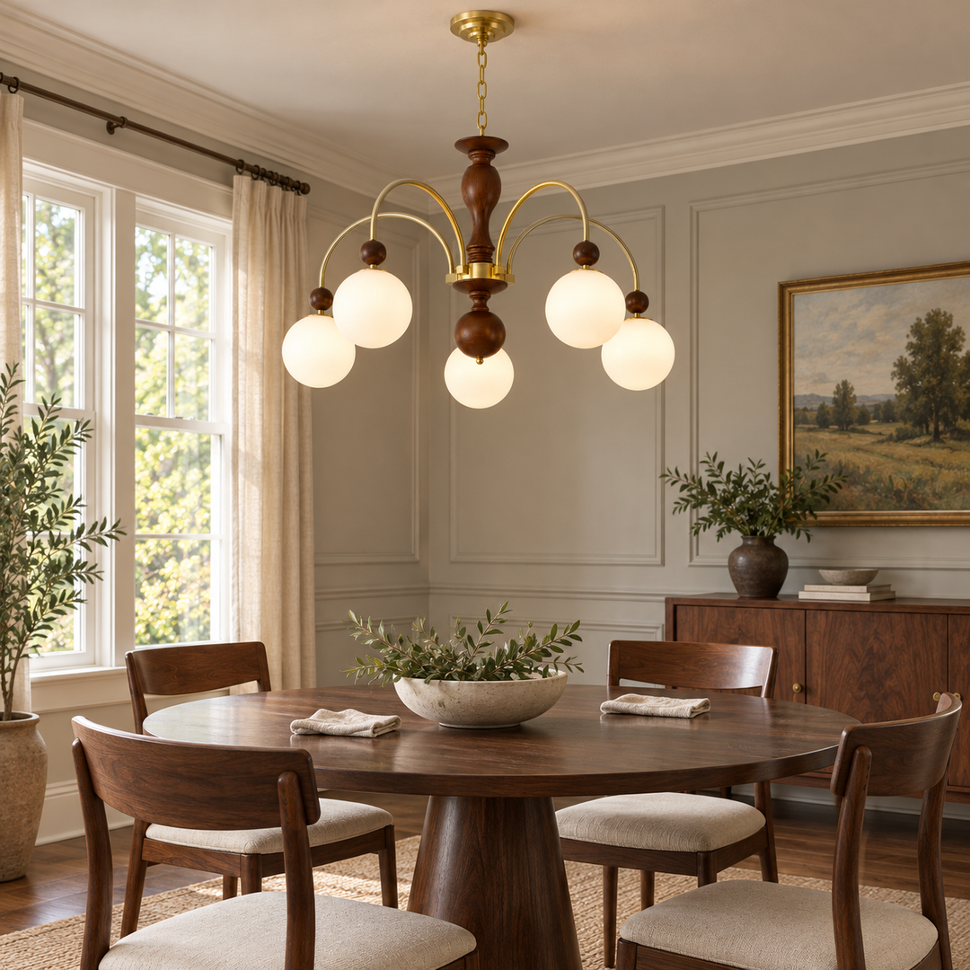 Archway Walnut Color Chandelier