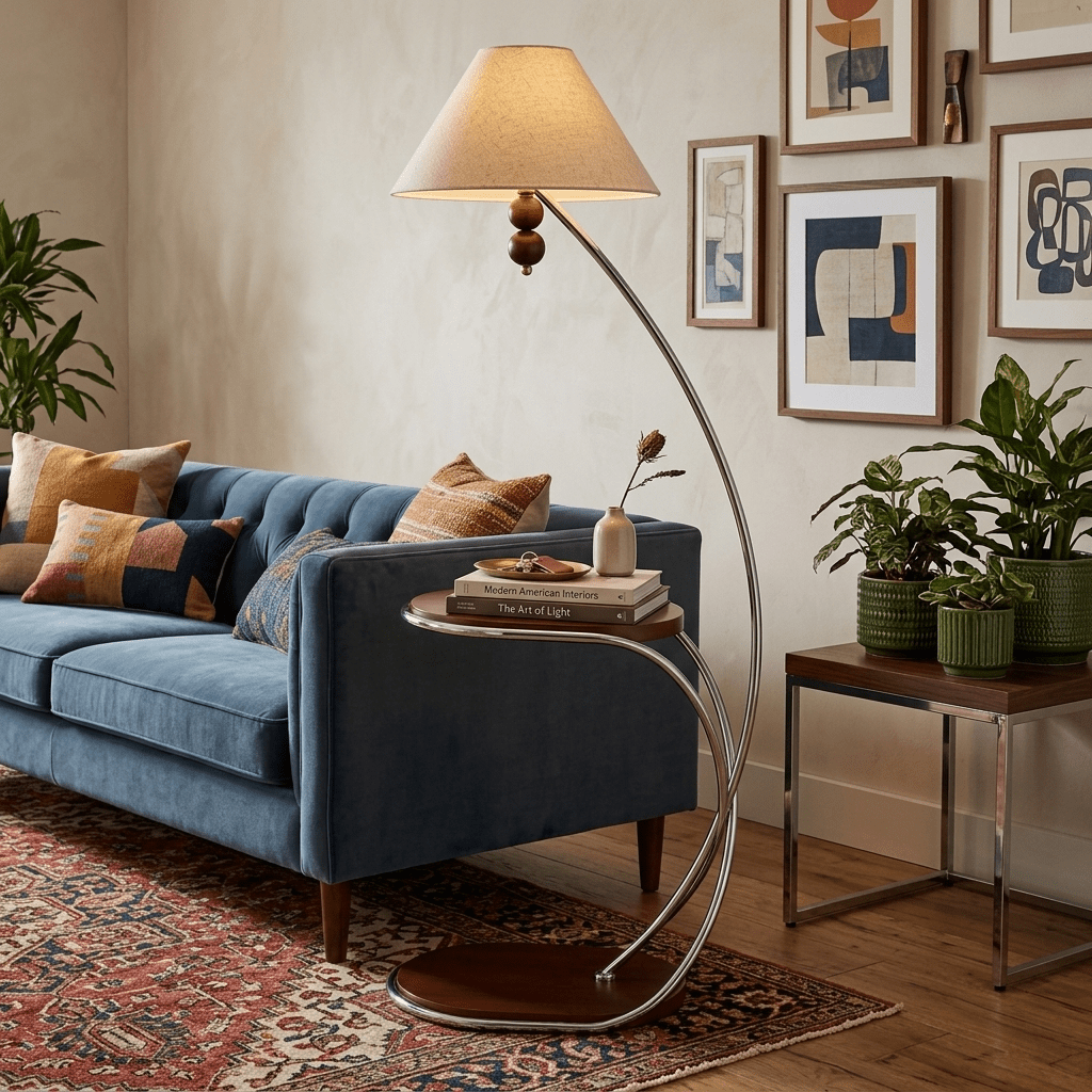 Aria Curved Shelf Floor Lamp - Vakkerlight