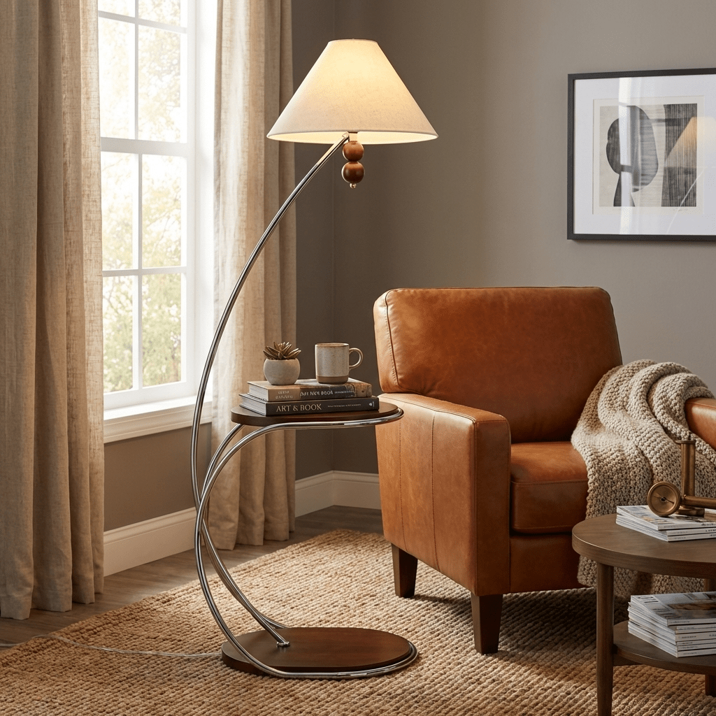 Aria Curved Shelf Floor Lamp - Vakkerlight
