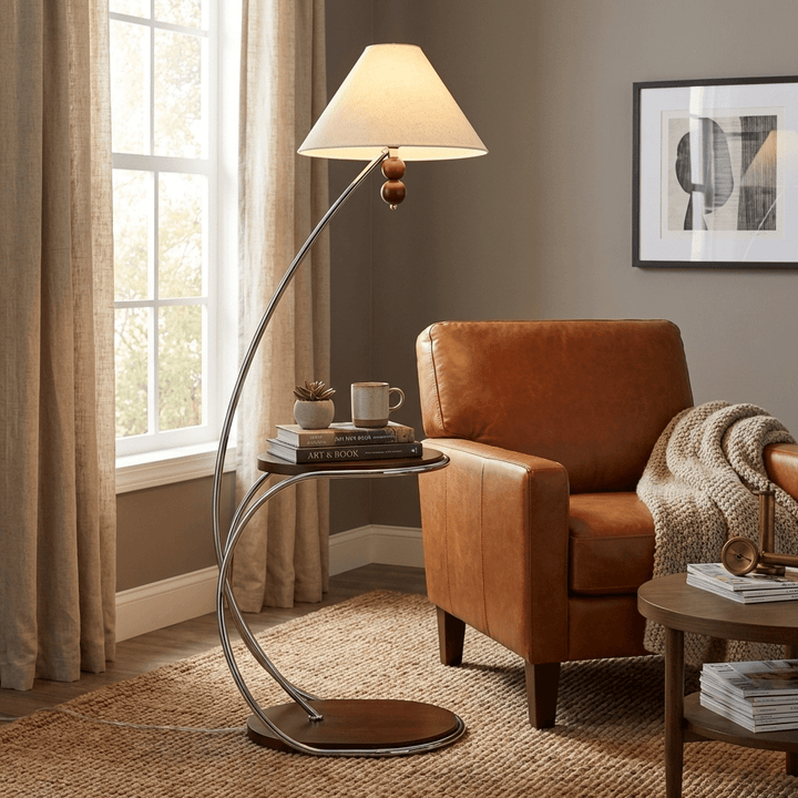Aria Curved Shelf Floor Lamp - Vakkerlight