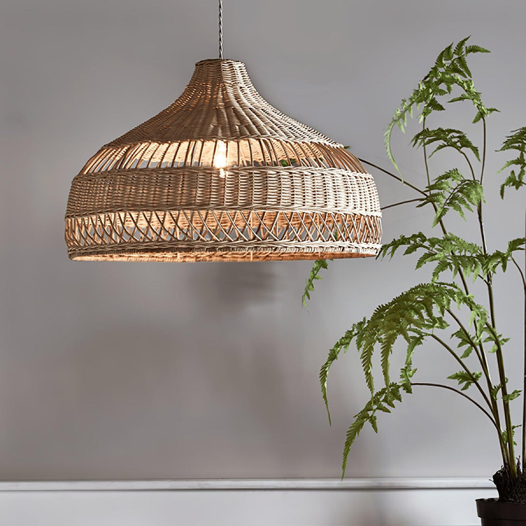 Artisanal Rattan Dome Pendant Lamp - Vakkerlight