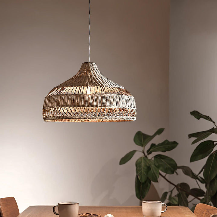 Artisanal Rattan Dome Pendant Lamp - Vakkerlight