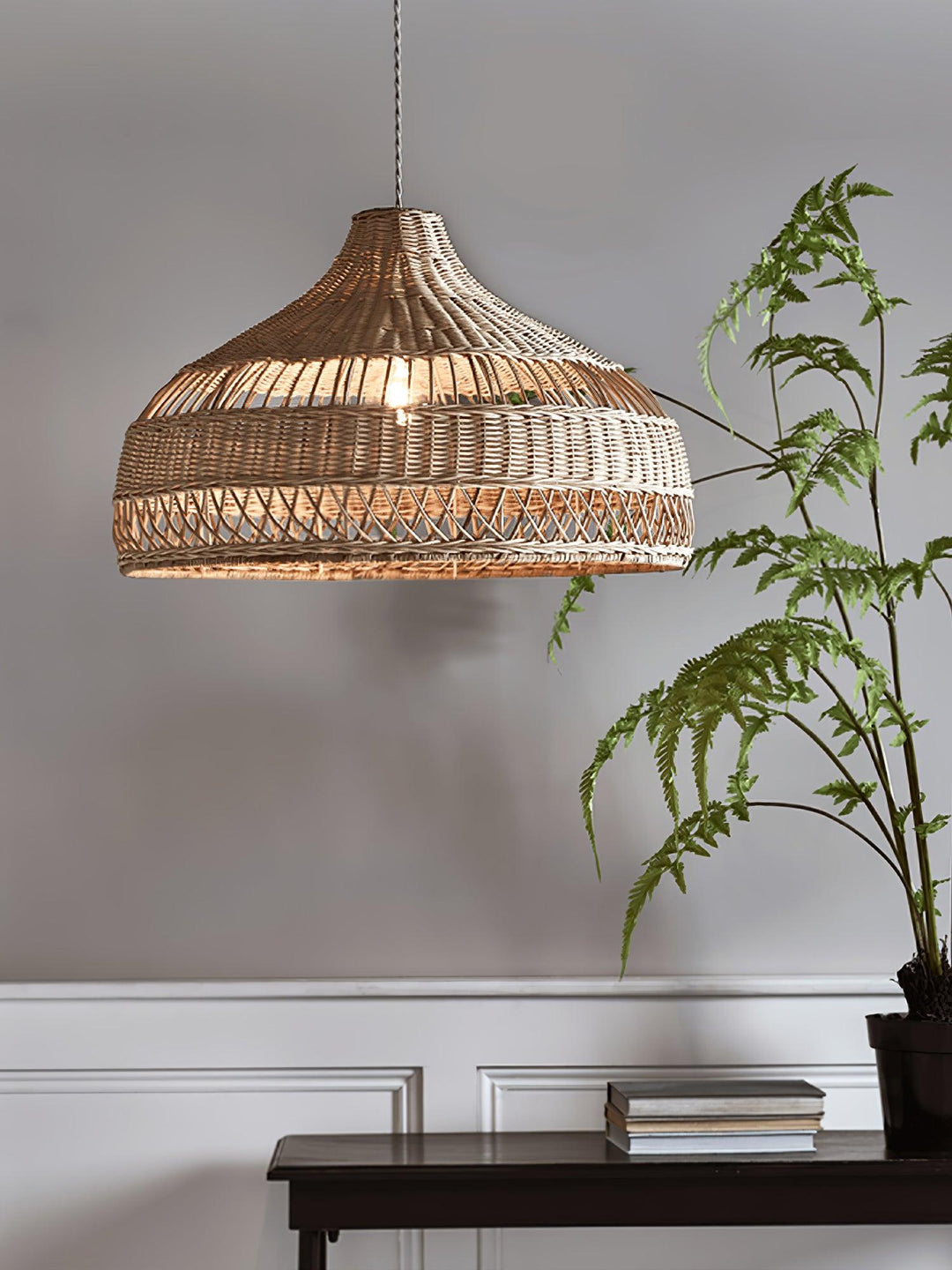 Artisanal Rattan Dome Pendant Lamp - Vakkerlight