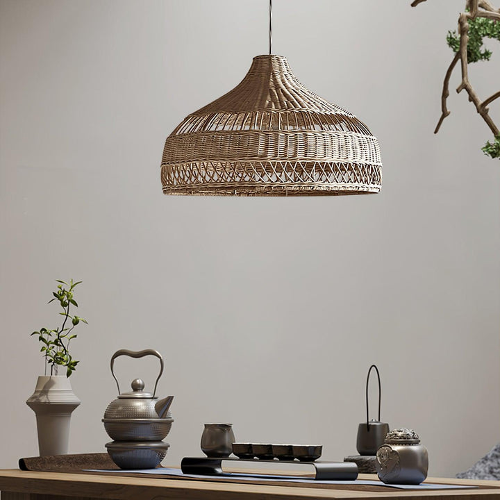 Artisanal Rattan Dome Pendant Lamp - Vakkerlight