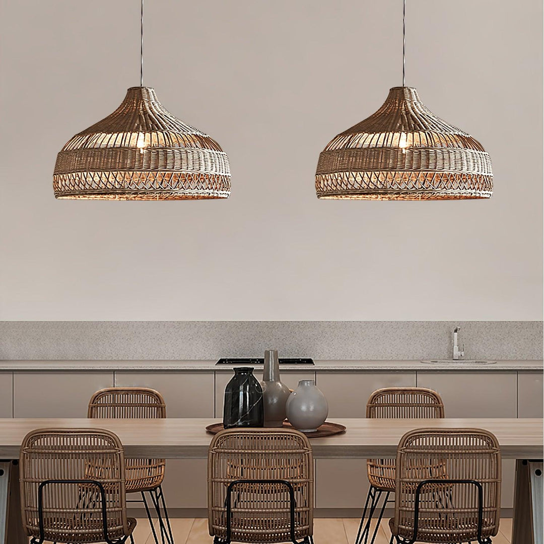 Artisanal Rattan Dome Pendant Lamp - Vakkerlight