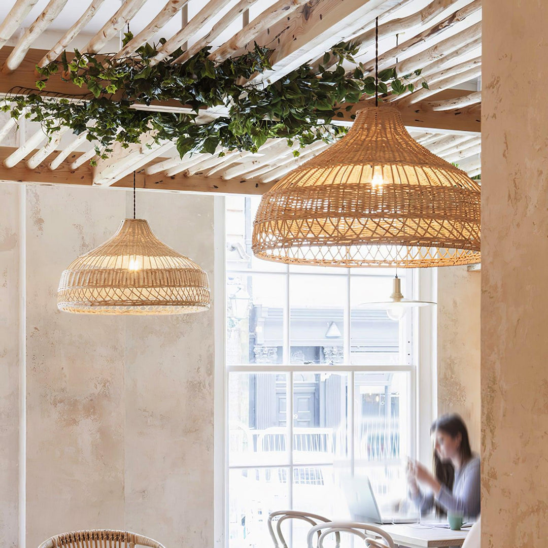 Artisanal Rattan Dome Pendant Lamp - Vakkerlight