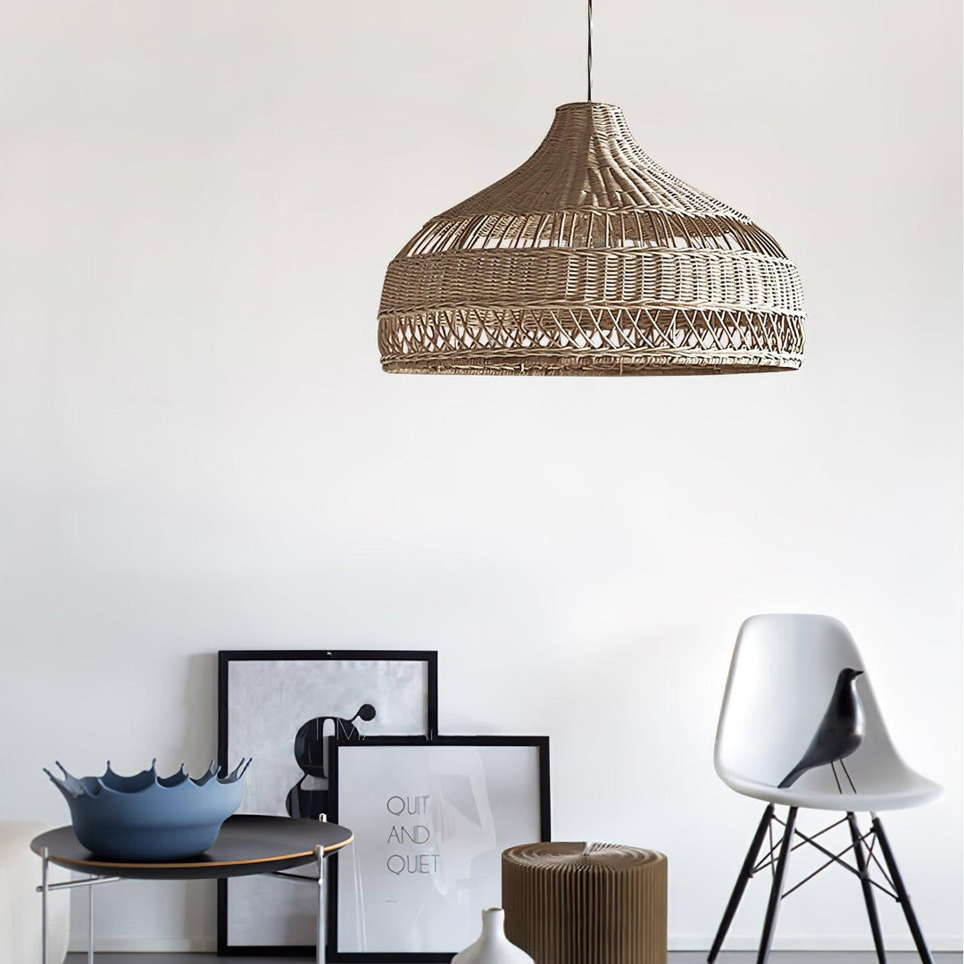 Artisanal Rattan Dome Pendant Lamp - Vakkerlight