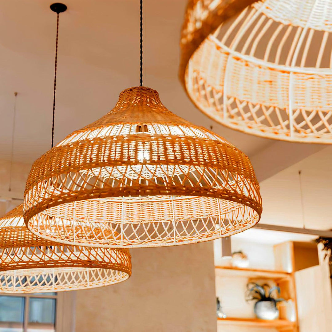 Artisanal Rattan Dome Pendant Lamp - Vakkerlight