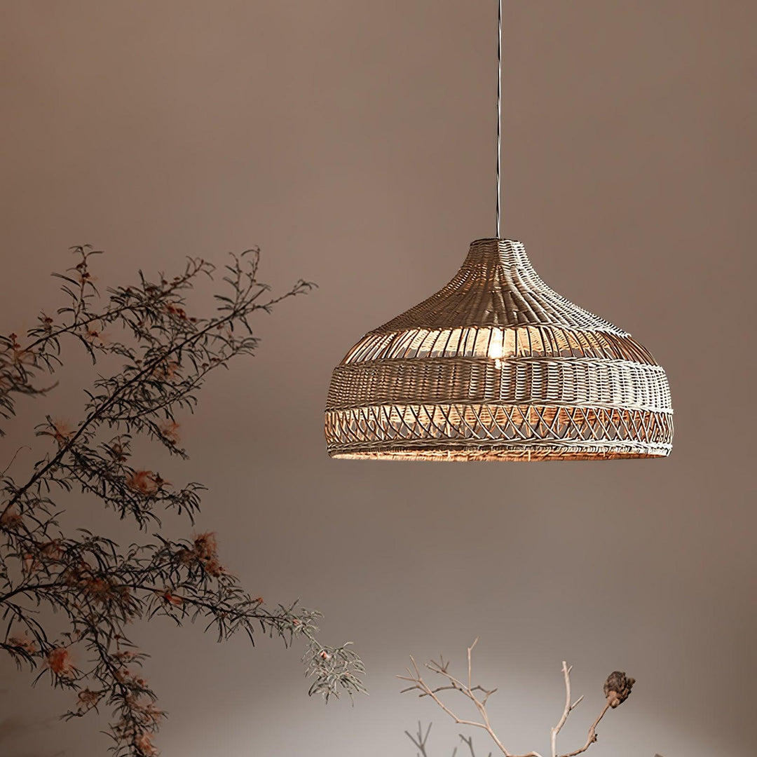 Artisanal Rattan Dome Pendant Lamp - Vakkerlight