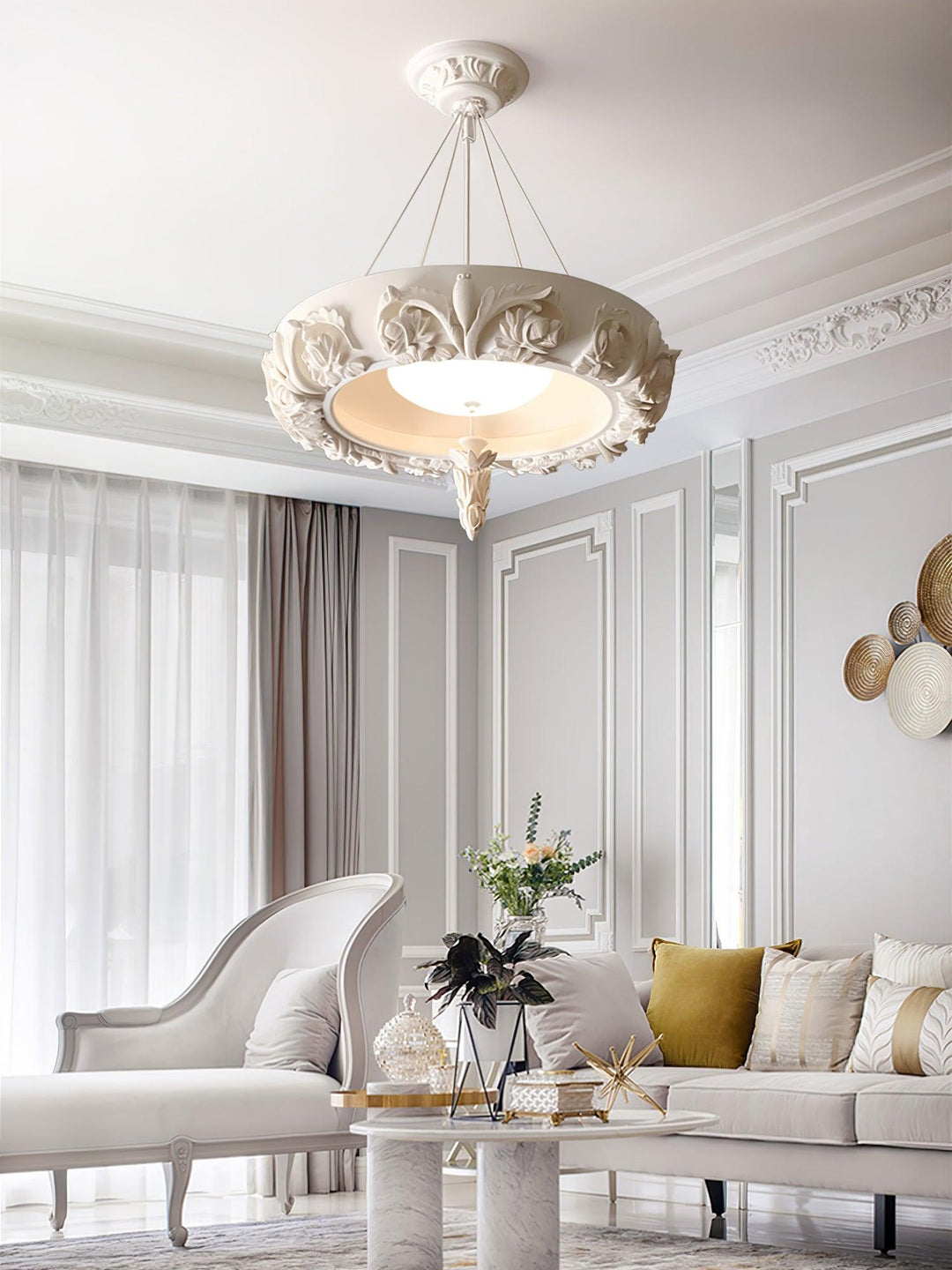 Artistic Carved Plaster Chandelier - Vakkerlight