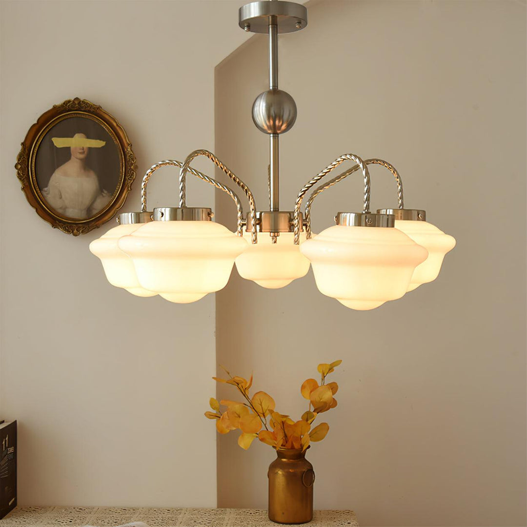 Ashford Tiered Opal Glass Chandelier – detail 3