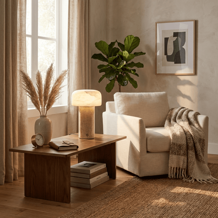 Asteria Natural Stone Rechargeable Table Lamp - Vakkerlight