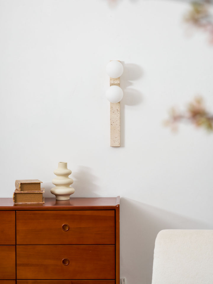 Asymmetrical Travertine Wall Sconce