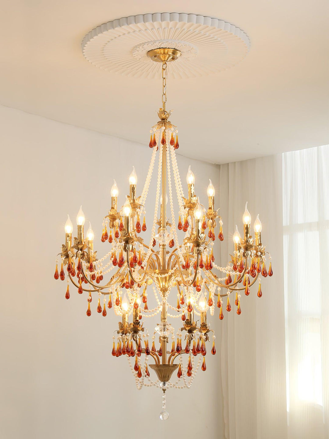 Aureate Amber Crystal Chandelier - Vakkerlight