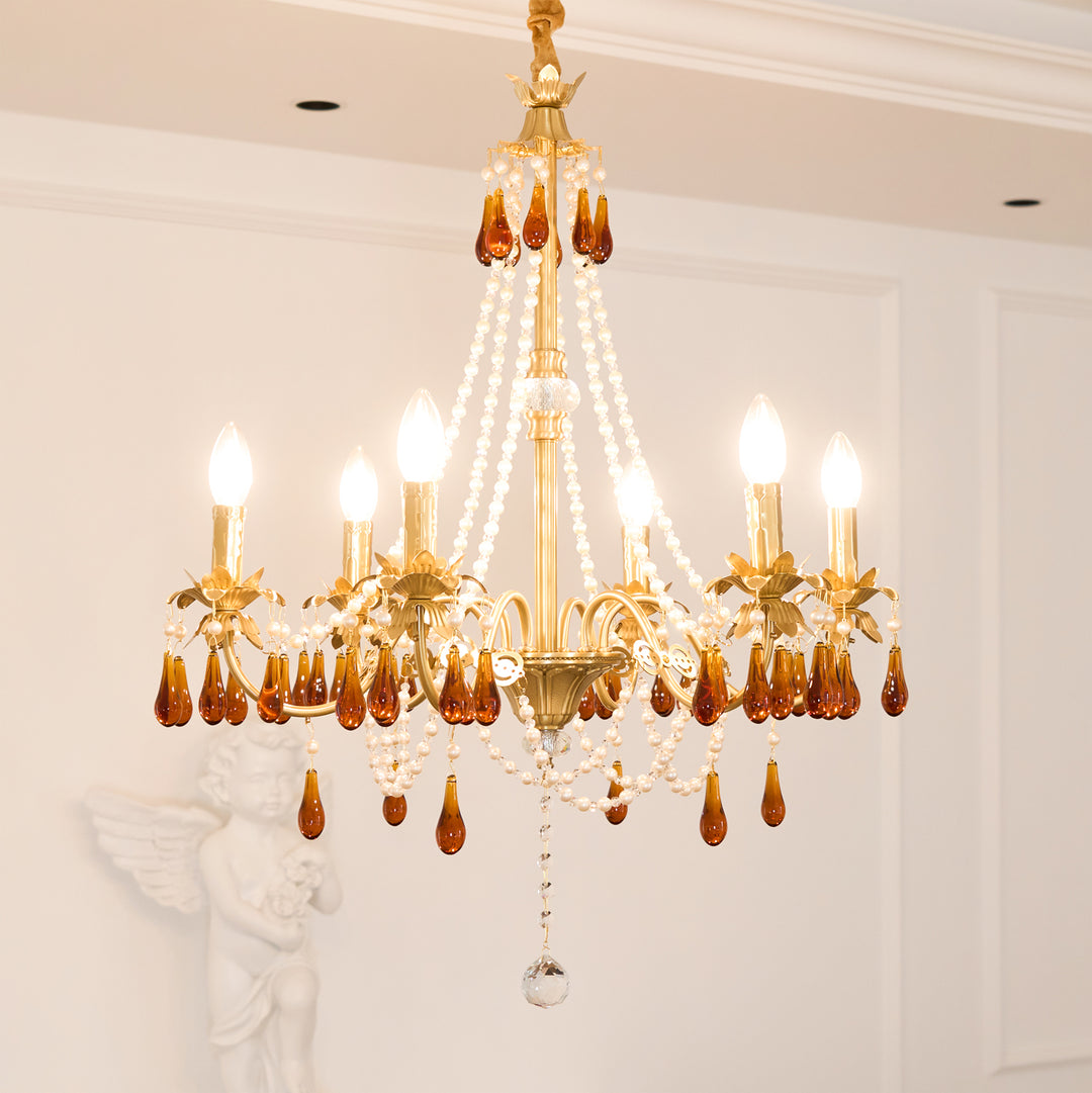 Aureate Amber Crystal Chandelier