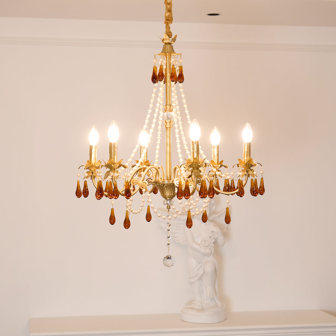 Aureate Amber Crystal Chandelier