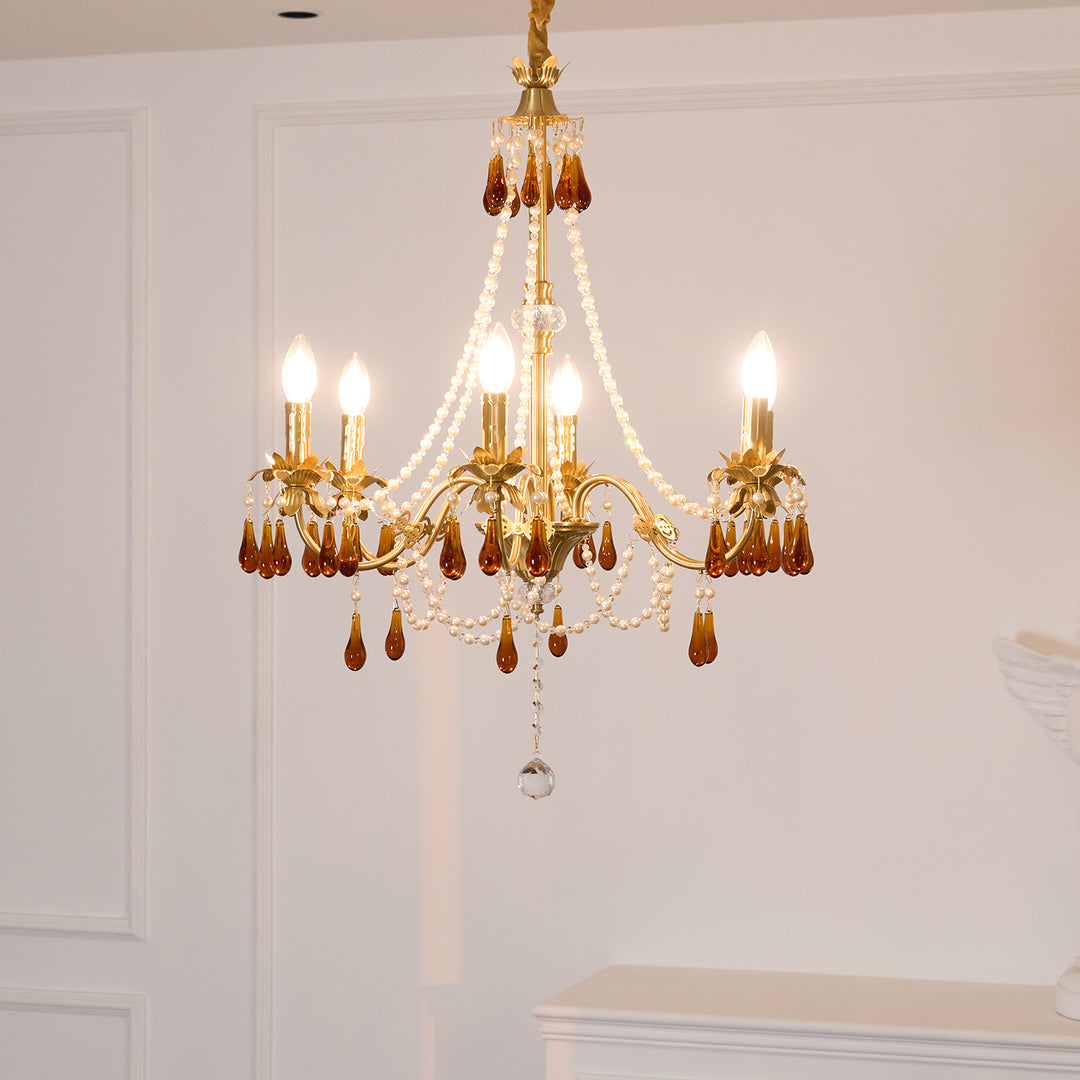 Aureate Amber Crystal Chandelier