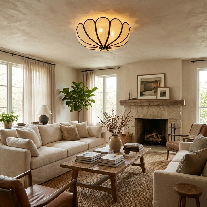 Aurelia Natural Fiber Petal Ceiling Light