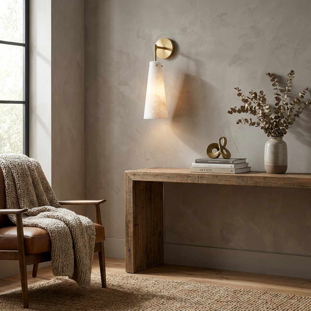 Aurelia Alabaster Cone Wall Sconce