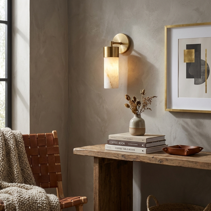 Aurelia Alabaster Cylinder Wall Sconce