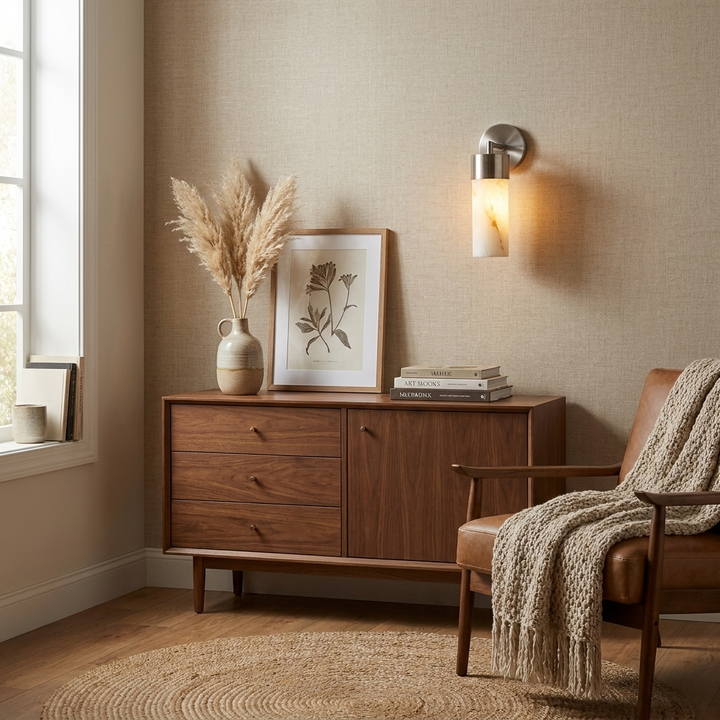 Aurelia Alabaster Cylinder Wall Sconce