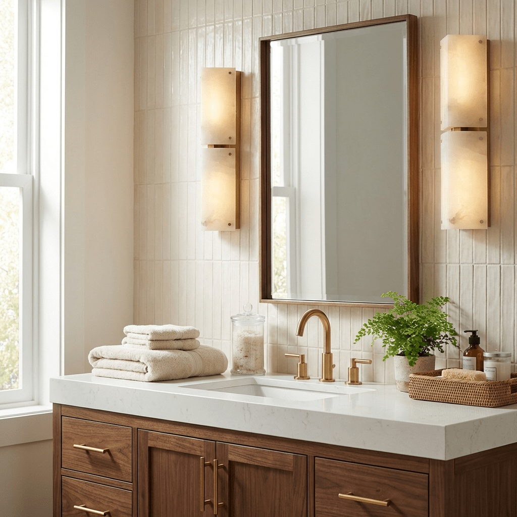 Aurelia Double Panel Alabaster Wall Light - Vakkerlight