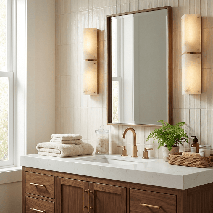 Aurelia Double Panel Alabaster Wall Light - Vakkerlight