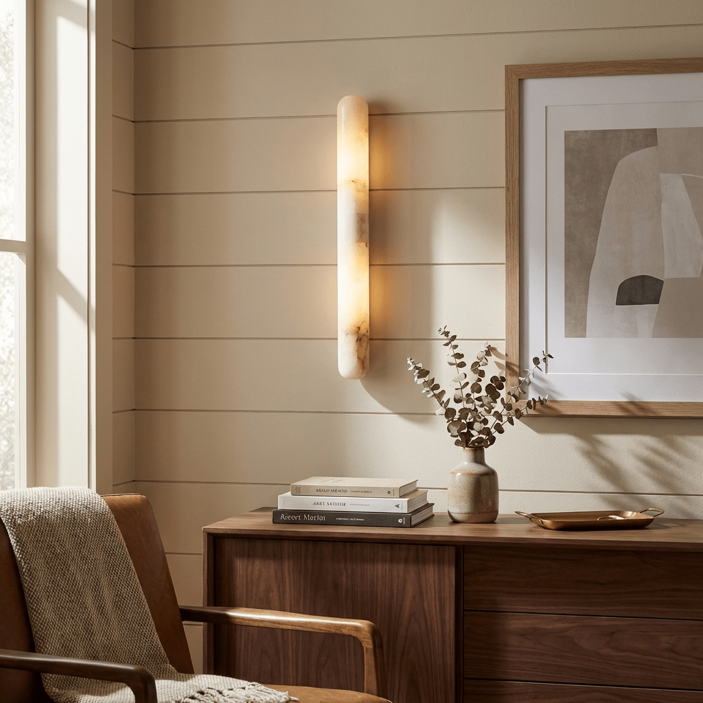 Aurelia Slim Alabaster Linear Wall Light - Vakkerlight